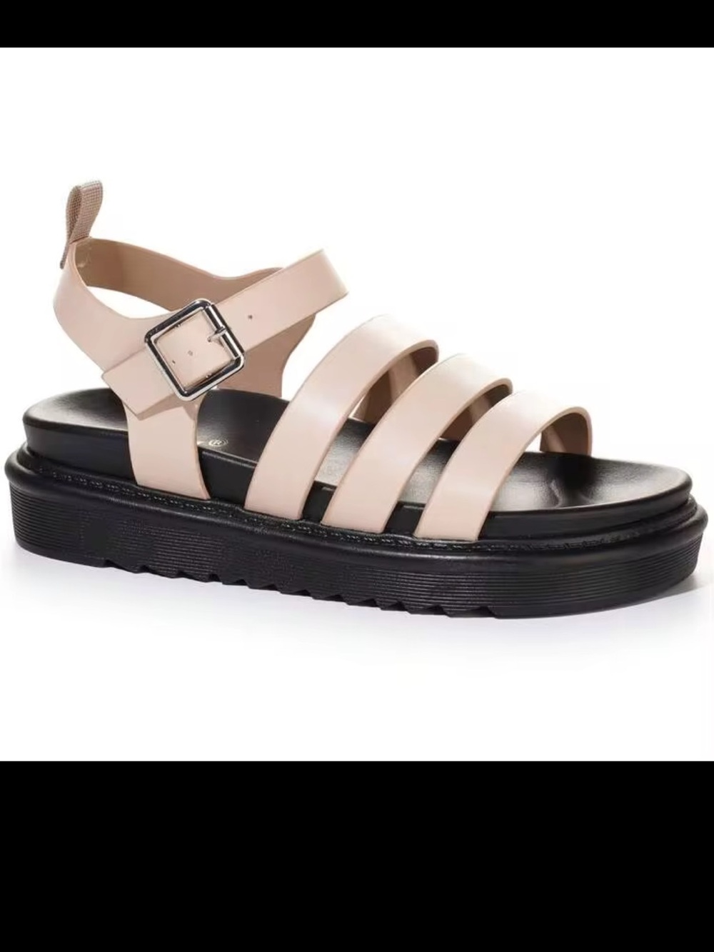 Jellypop Nude Pink Strappy Platform Sandal with Black Sole Sz 8.5 NEW